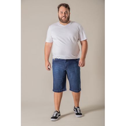 Bermuda jeans com elastano plus size