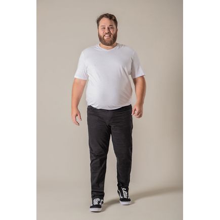 Calça sarja tradicional masculina plus size