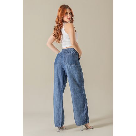 Calça pantalona jeans feminina