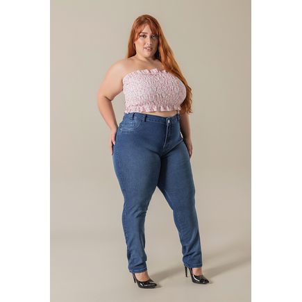 Calça cigarrete jeans plus size