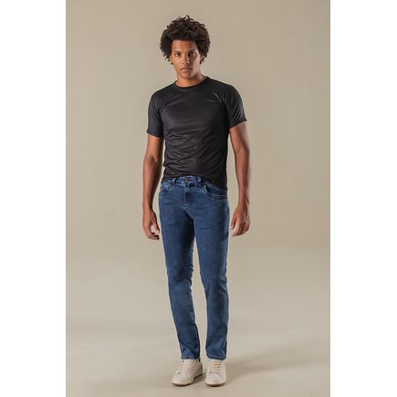 Calça jeans skinny bolso bordado