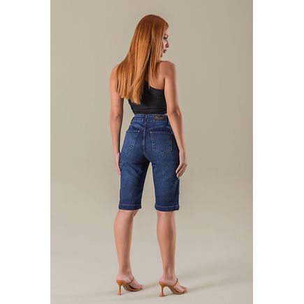 Bermuda jeans feminina com elastano