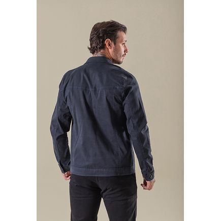 Jaqueta jeans masculina com bolsos e botões