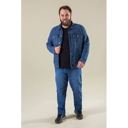 Jaqueta jeans masculina plus size extra