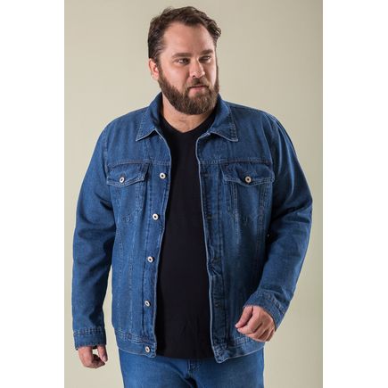 Jaqueta jeans masculina plus size extra