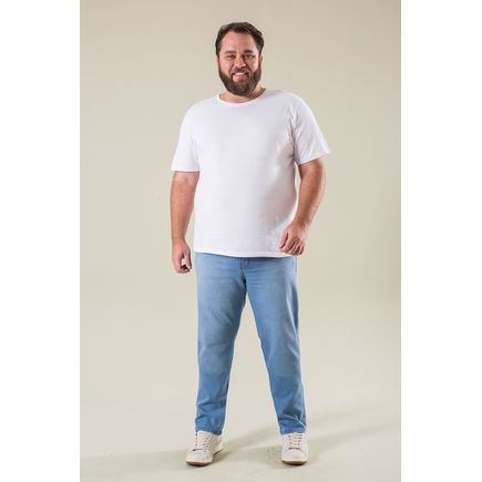 Calça jeans tradicional delavê plus size