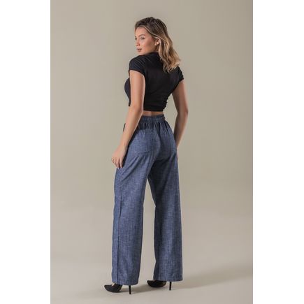 Calça Pantalona Jeans Feminina