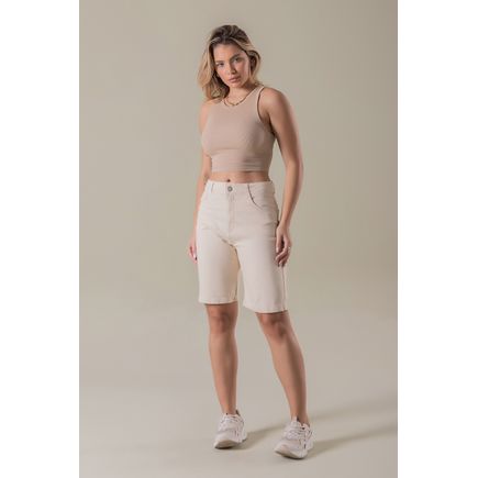 Bermuda Sarja Jorts Mom Feminina