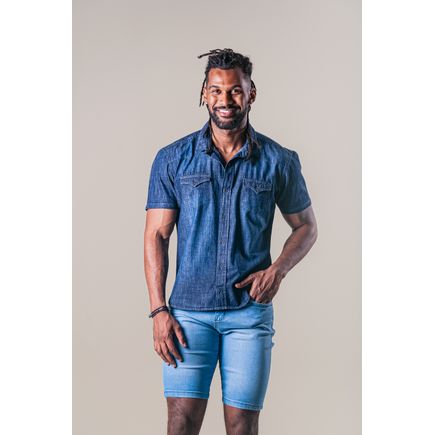 Camisa Jeans Masculina Manga Curta