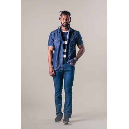 Camisa Jeans Masculina  Manga Curta