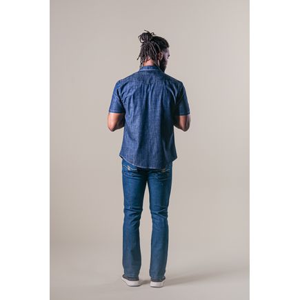 Camisa Jeans Masculina  Manga Curta