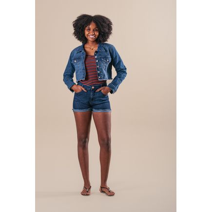 Short Jeans Barra Virada Feminino