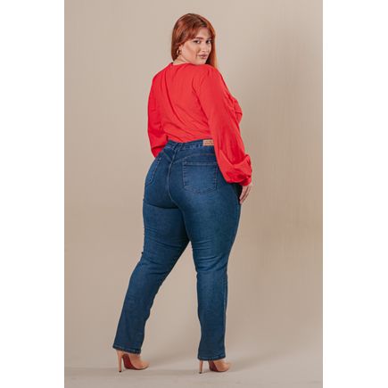 Calça Jeans Reta Feminina Plus Size