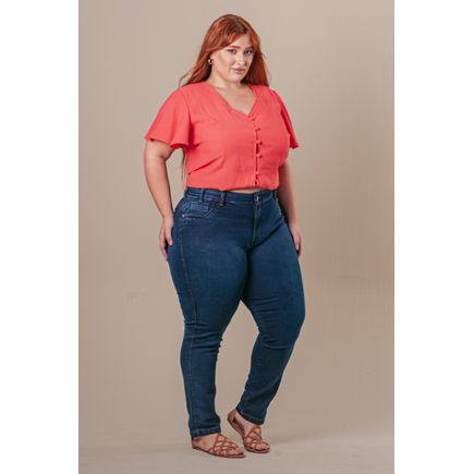 Calça Jeans Cigarrete Feminina Plus Size