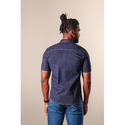 Camisa Jeans Manga Curta Masculina