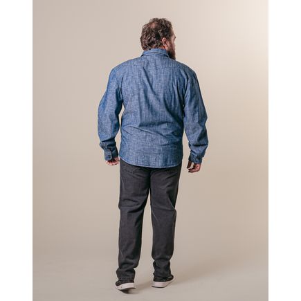 Camisa Jeans Manga Longa Masculina Plus Size