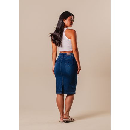 Saia Jeans Longa Feminina