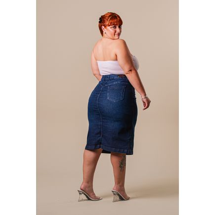 Saia Jeans Longa Feminina Plus Size