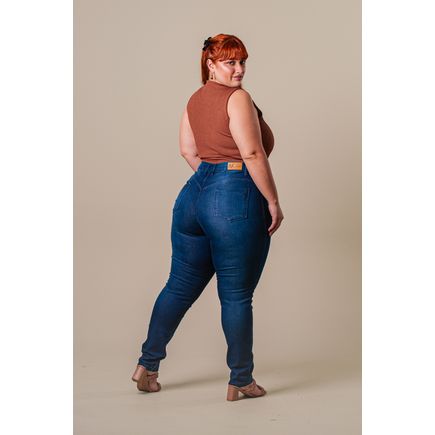 Calça Jeans Cigarrete  Feminina Plus Size