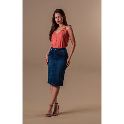 Saia Jeans Longa Feminina