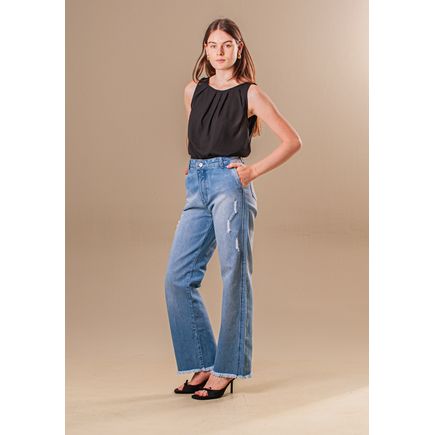 Calça Jeans Wide Leg Feminina