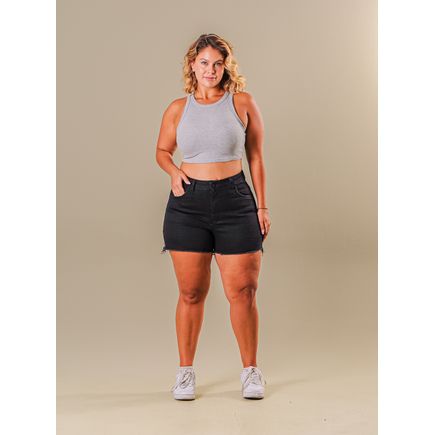 Short Jeans B/ Desfiada Feminino Plus Size