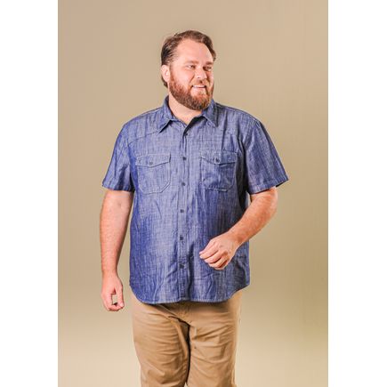 Camisa Jeans Masculina Plus Size