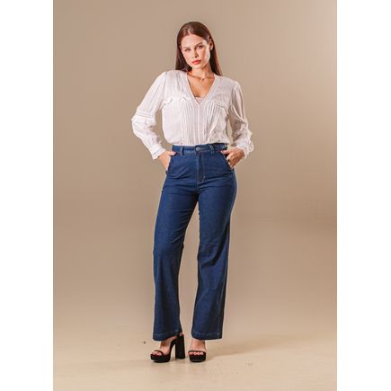 Calça Jeans Pantalona Feminina