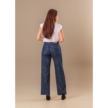 Calça Jeans Wide Leg B/ Desfiada Feminina