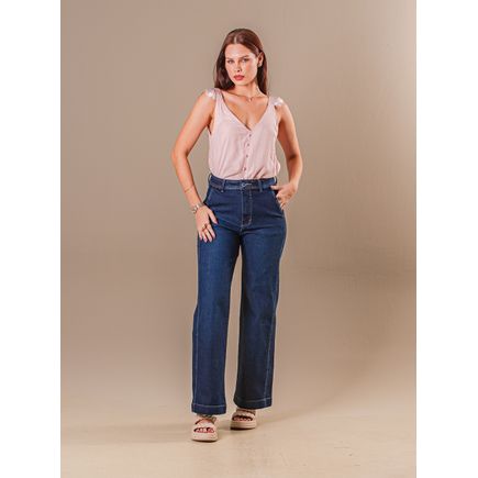 Calça Jeans Pantalona Feminina