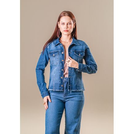 Jaqueta Jeans B/ Desfiada Feminina