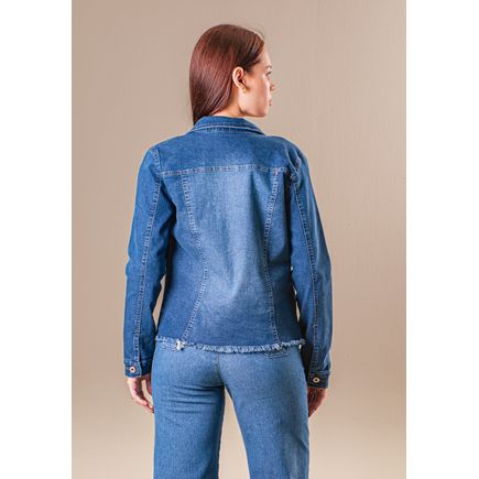 Jaqueta Jeans B/ Desfiada Feminina