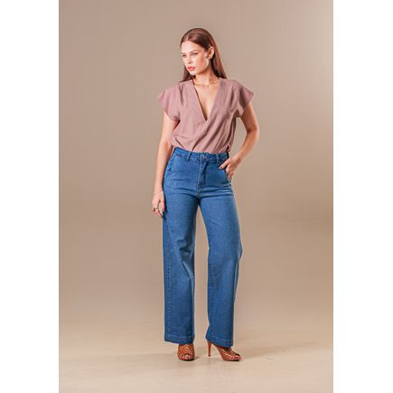 Calça Jeans Pantalona Feminina