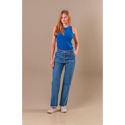 Calça Jeans Wide Leg B/ Desfiada