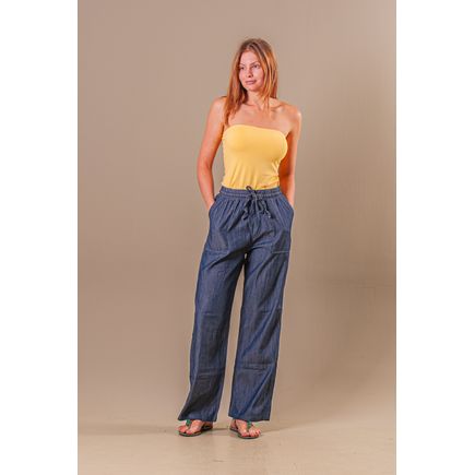 Calça Jeans Pantalona Feminina