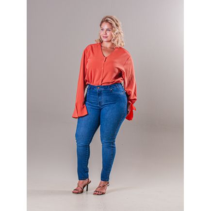 Calça Cigarrete Jeans Feminina Plus