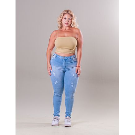 Calça Jeans Cigarrete Feminina Plus Size