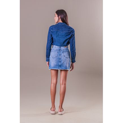 Mini Saia Jeans B/ Desfiada