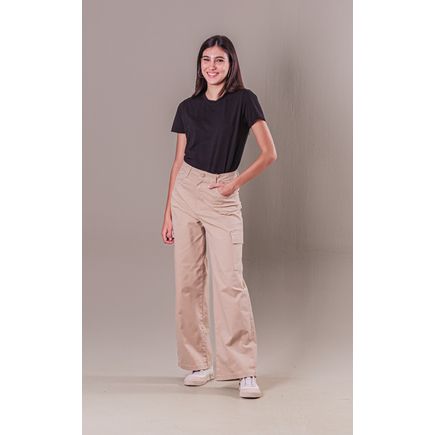 Calça Sarja Wide Leg Cargo Feminina