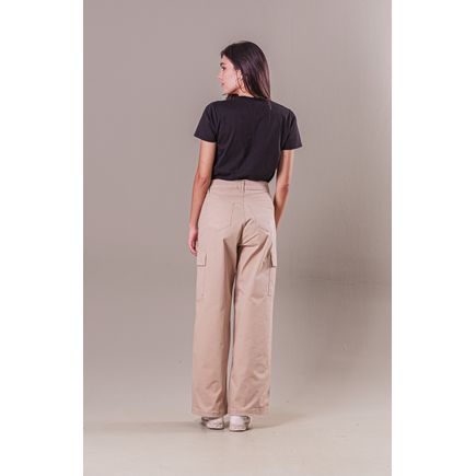 Calça Sarja Wide Leg Cargo Feminina