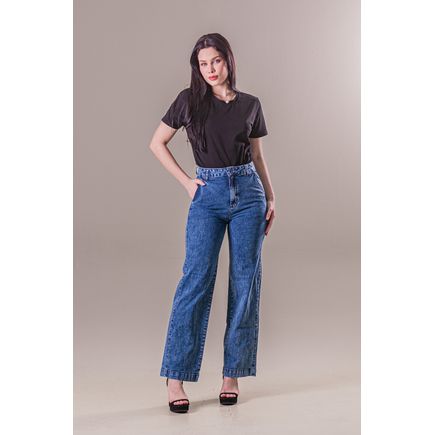 Calça Jeans Pantalona Feminina