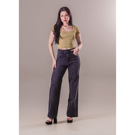 Calça Jeans Pantalona Feminina