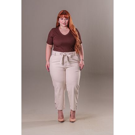 Calça Sarja Pantacourt Feminina Plus Size