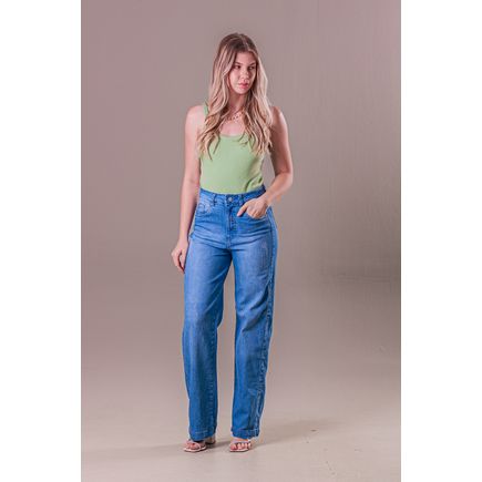 Calça Jeans Pantalona Feminina