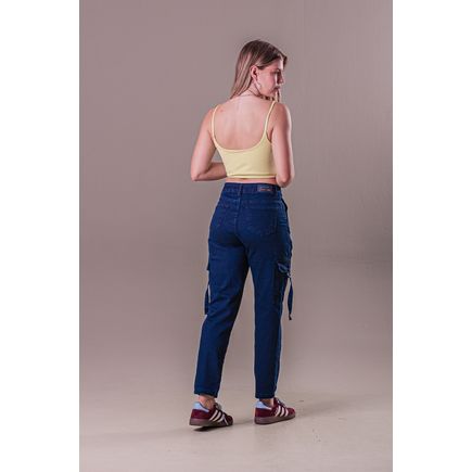 Calça Jeans Cropped Cargo Feminina