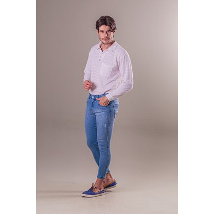 Calça Jeans Cropped Jogador Masculino