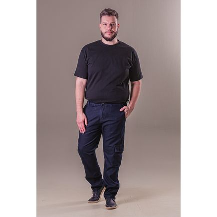 Calça Jeans Cargo Masculina Plus Size