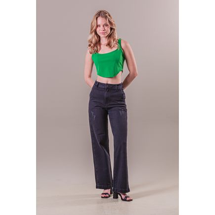Calça Jeans Pantalona Feminina