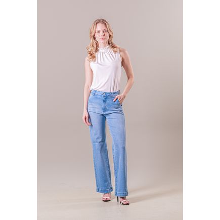 Calça Jeans Pantalona Feminina