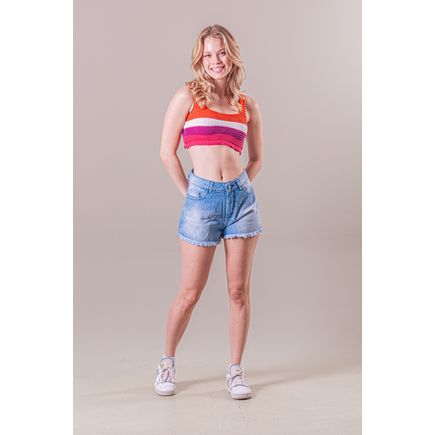 Short Jeans B/ Desfiada Feminina